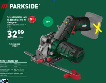 Lidl Parkside scie circulaire sans fil sans batterie ni chargeur offre