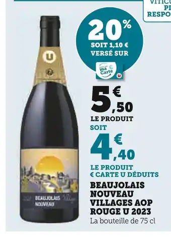 Super U U beaujolais nouveau villages aop rouge 2023 offre