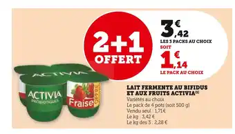 Super U Danone lait fermente au bifidus et aux fruits activia offre