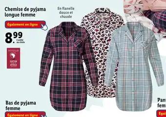 Lidl Chemise de pyjama longue femme offre