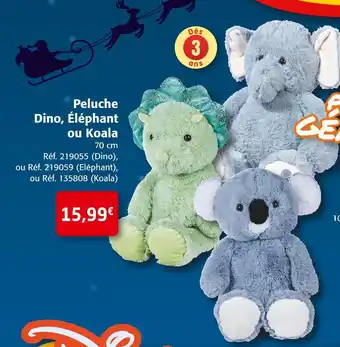 Colruyt Peluche dino, éléphant ou koala offre