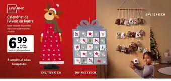 Lidl Livarno calendrier de l’avent en feutre offre