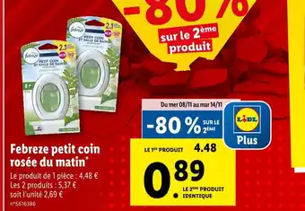 Lidl Febreze febreze petit coin rosée du matin offre