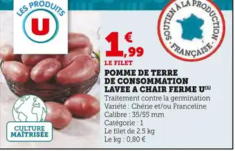 Super U U pomme de terre de consommation lavee a chair ferme offre