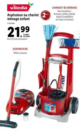 Lidl Vileda aspirateur ou chariot ménage enfant offre