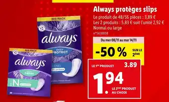 Lidl Always protèges slips offre