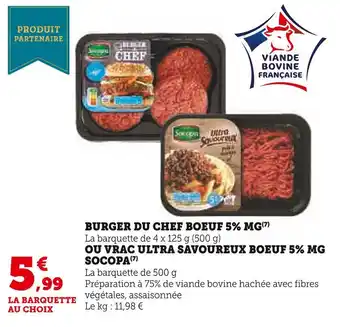 Super U Burger du chef boeuf 5% mg offre