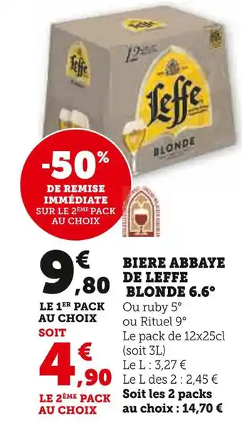 Super U Leffe biere blonde 6,6° offre