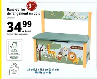 Lidl Banc-coffre de rangement en bois offre