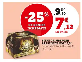 Super U Grimbergen biere brassin de noel 6,5° offre