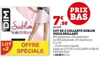 Super U Dim le lot de 2 collants sublim voile brillant offre