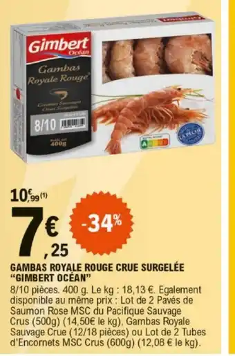 E.Leclerc GAMBAS ROYALE ROUGE CRUE SURGELÉE GIMBERT OCÉAN" offre