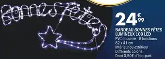 Bandeau bonnes fêtes lumineux 100 led