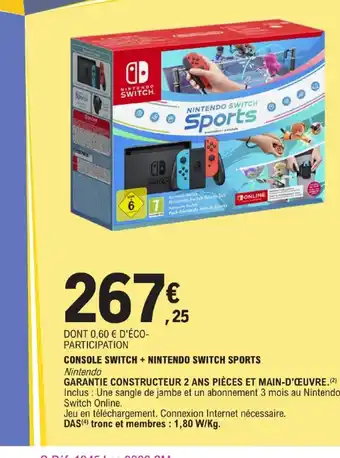 E.Leclerc CONSOLE SWITCH + NINTENDO SWITCH SPORTS offre
