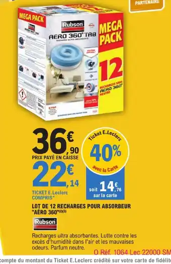 E.Leclerc LOT DE 12 RECHARGES POUR ABSORBEUR "AÉRO 360 offre