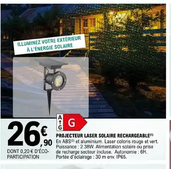 E.Leclerc PROJECTEUR LASER SOLAIRE RECHARGEABLE offre