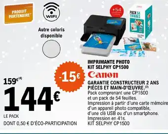 E.Leclerc IMPRIMANTE PHOTO KIT SELPHY CP1500 offre