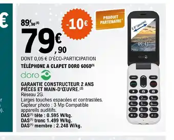 E.Leclerc TÉLÉPHONE A CLAPET DORO 6060 offre
