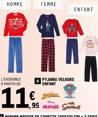 E.Leclerc PYJAMA VELOURS ENFANT offre
