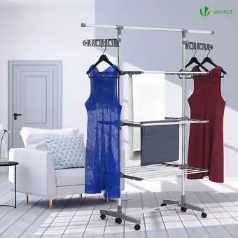 Vounot sechoir a linge inox etendoir robuste ailes pliables 3 niveaux