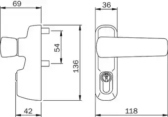 Module béquille et cylindre noir - iseo - 94011005t