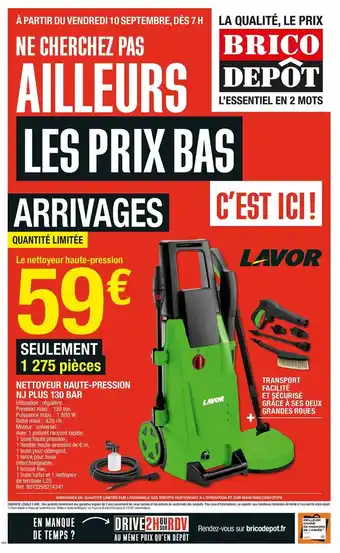 Brico Dépôt Nettoyeur haute-pression nj plus offre