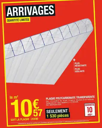 Brico Dépôt Plaque polycarbonate transparente offre