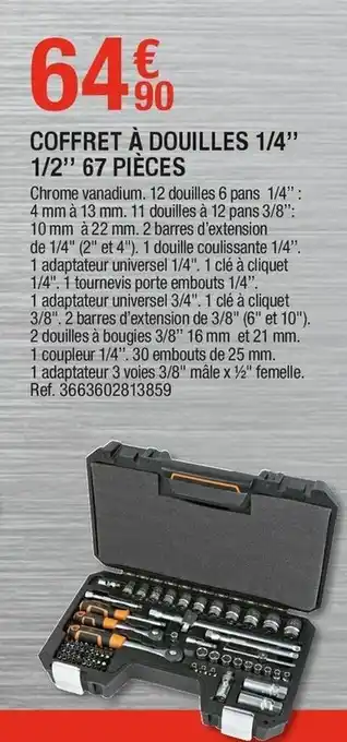 Brico Dépôt Coffret à douilles 1/4" offre