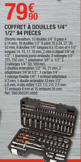 Brico Dépôt Coffret à douilles 1/4" offre