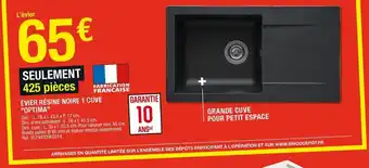 Brico Dépôt Évier résine noire 1 cuve "optima" offre
