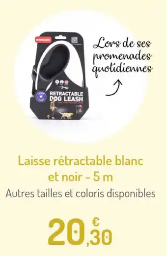 Laisse rétractable blanc et noir