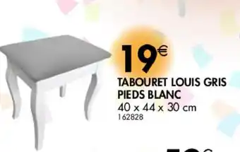 La Foir'Fouille Tabouret louis gris pieds blanc offre