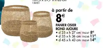 Panier osier rond ajoure