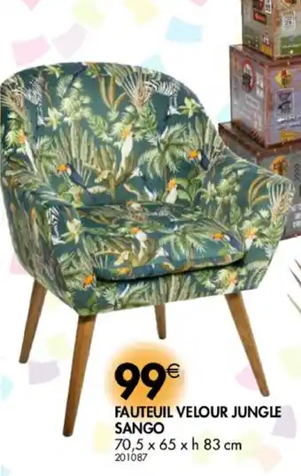 La Foir'Fouille Fauteuil velour jungle sango offre