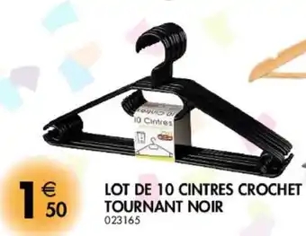 La Foir'Fouille Lot de 10 cintres crochet Tournant Noir offre