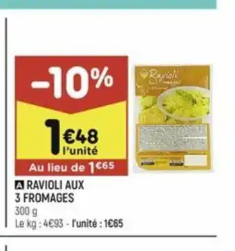 Leader Price 3 FROMAGES RAVIOLI AUX offre