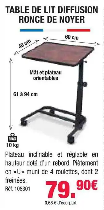 Bastide Table De Lit Diffusion Ronce De Noyer offre