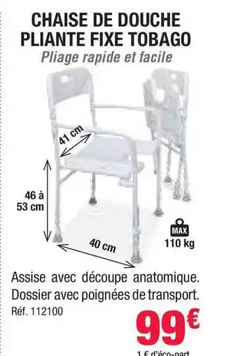 Bastide Chaise De Douche Pliante Fixe Tobaco offre
