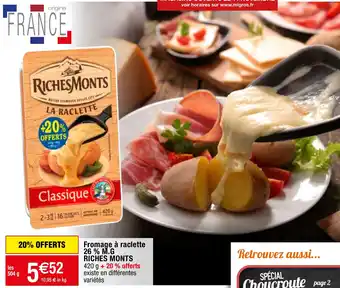 Migros Fromage à raclette 26 % M.G offre