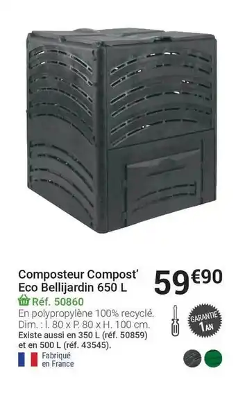 Gamm vert Composteur Compost' Eco Bellijardin 650 L offre