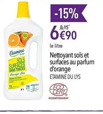 La Vie Claire Nettoyant Sols Et Surfaces Au Parfum D'orange offre