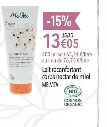 La Vie Claire Lait Réconfortant Corps Nectar De Miel Melvita offre