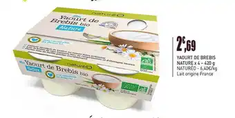naturéO Yaourt De Brebis Nature X4 Naturéo offre