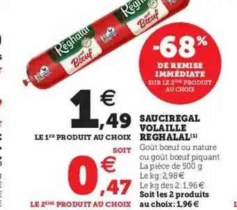 U Express Sauciregal Volaille Reghalal -68% De Remise Immédiate Sur Le 2ème Produit Au Choix offre
