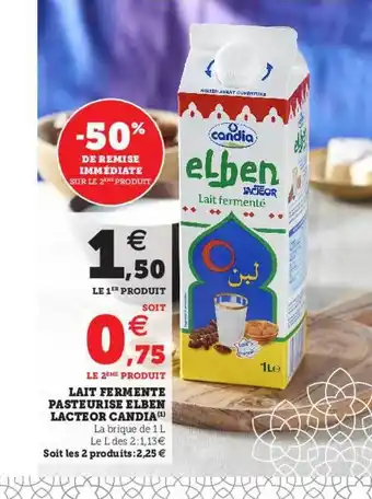 U Express Lait Fermenté Pasteurisé Elben Lacteor Candia -50% De Remise Immédiate Sur Le 2ème Produit offre