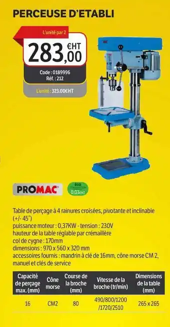 DomPro Perceuse D'établi Promac offre
