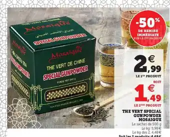 U Express Thé Vert Spécial Gunpowder Mosaïque -50% De Remise Immédiate Sur Le 2ème Produit offre