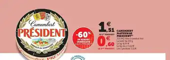 U Express Camembert Pasteurisé Président -60% De Remise Immédiate Sur Le 2ème Produit offre
