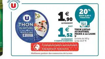 U Express Thon Listao Au Naturel Pêche à La Ligne offre