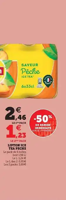 U Express Lipton Ice Tea Pêche -50% De Remise Immédiate Sur Le 2ème Produit offre
